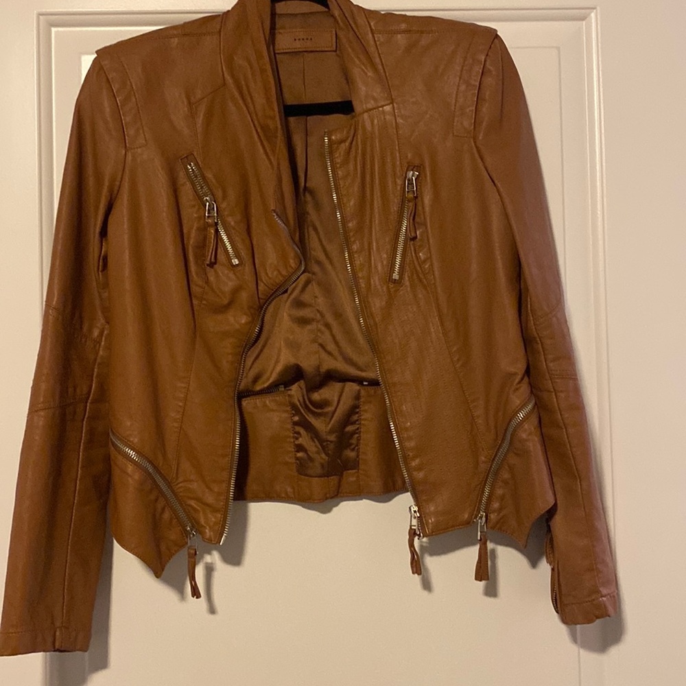 Brown leather jacket by Blank NYC